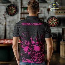 Load image into Gallery viewer, Custom Black And Pink Splatter Dart Skull Men Polo Shirt, Dart Bone Halloween Team Jerseys IPHW9949