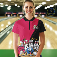 Load image into Gallery viewer, Custom Pink Funny Bowling Women Shirts, Bowling And Beer Party Bowlers Outfit IPHW10817