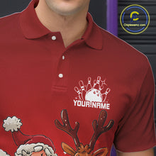 Load image into Gallery viewer, Custom Red Funny Christmas Men Bowling Shirts, Bowling And Beer Xmas Party Shirt IPHW10204