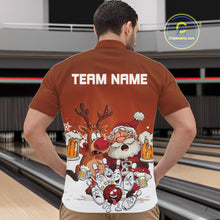 Load image into Gallery viewer, Custom Orange Funny Christmas Men Bowling Shirts, Bowling And Beer Xmas Party Shirt IPHW10206