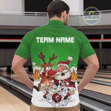 Load image into Gallery viewer, Custom Green Funny Christmas Men Bowling Shirts, Bowling And Beer Xmas Party Shirt IPHW10207