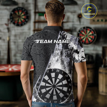 Load image into Gallery viewer, Custom Black And White Dartboard Camo Smoke Dart Team Men Polo Shirts, Dart Jerseys IPHW9973