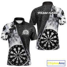 Load image into Gallery viewer, Custom Black And White Dartboard Camo Smoke Dart Team Men Polo Shirts, Dart Jerseys IPHW9973