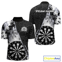 Load image into Gallery viewer, Custom Black And White Dartboard Camo Smoke Dart Team Men Quarter-Zip Shirts, Dart Jerseys IPHW9973