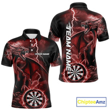 Load image into Gallery viewer, Custom Red Lightning Dragon Darts Men Polo Shirts, Dragon Darts Team Jersey IPHW10386