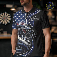 Load image into Gallery viewer, Custom Grunge US Flag Patriotic Cobra Snake Dart Men Polo Shirt, Dart Jerseys IPHW10392