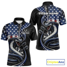 Load image into Gallery viewer, Custom Grunge US Flag Patriotic Cobra Snake Dart Men Polo Shirt, Dart Jerseys IPHW10392