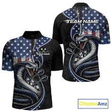 Load image into Gallery viewer, Custom Grunge US Flag Patriotic Cobra Snake Dart Men Quarter-Zip Shirt, Dart Jerseys IPHW10392