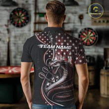 Load image into Gallery viewer, Custom Grunge Red US Flag Patriotic Cobra Snake Dart Men Polo Shirt, Dart Jerseys IPHW10393