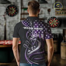 Load image into Gallery viewer, Custom Grunge Purple US Flag Patriotic Cobra Snake Dart Men Polo Shirt, Dart Jerseys IPHW10394