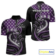 Load image into Gallery viewer, Custom Grunge Purple US Flag Patriotic Cobra Snake Dart Men Quarter-Zip Shirt, Dart Jerseys IPHW10394