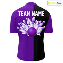 Load image into Gallery viewer, Purple and Black retro vintage Bowling polo, quarter zip shirts for men custom Bowling team jerseys NQS11566