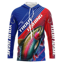 Load image into Gallery viewer, Custom Rainbow Trout Fishing Long Sleeve Tournament Shirts, Red White And Blue Trout Fishing Jerseys IPHW6314