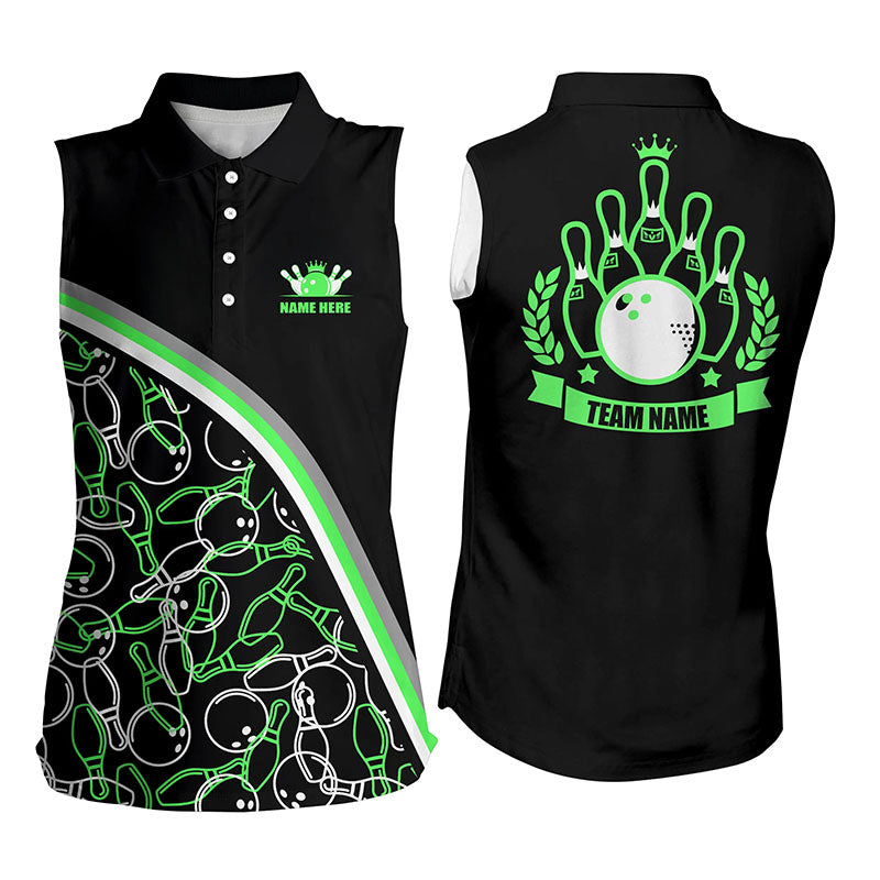 Custom sleeveless bowling shirt for women – personalized team jersey front view