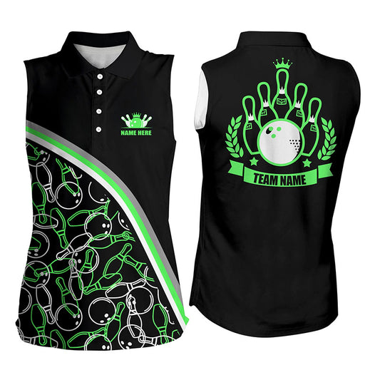 Custom sleeveless bowling shirt for women – personalized team jersey front view