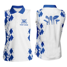 Load image into Gallery viewer, Womens sleeveless polo shirt custom argyle pattern golf clubs womens golf tops| Multicolor NQS5908