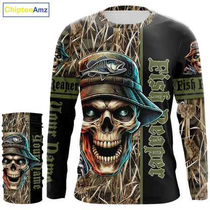 Fish Reaper Camo Customize Name 3D All Over Printed Fishing Shirts, Personalized Gifts NQS212