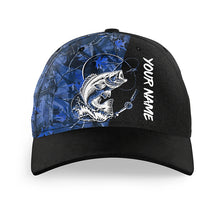 Load image into Gallery viewer, Bass Fishing Tattoo blue camo Custom fishing hat Unisex Fishing Baseball Angler camo hat cap NQS1623