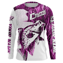 Load image into Gallery viewer, Crappie Fishing Long Sleeve Tournament Fishing Shirts, Custom Crappie Fishing Jerseys |Pink Camo IPHW6340