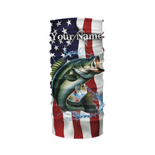 Load image into Gallery viewer, Largemouth bass shirt American flag Customize Name UV protection long sleeves fishing shirts NQS1810