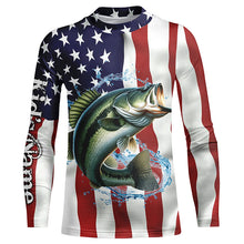 Load image into Gallery viewer, Largemouth bass shirt American flag Customize Name UV protection long sleeves fishing shirts NQS1810