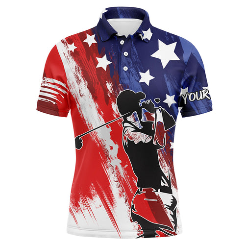 Red, white, and blue American flag men golf polo shirts custom patriotic golf shirt NQS5493