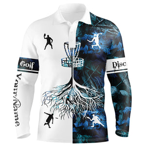 Mens disc golf polo shirts blue camo custom name disc golf team shirt, disc golf gifts NQS4360