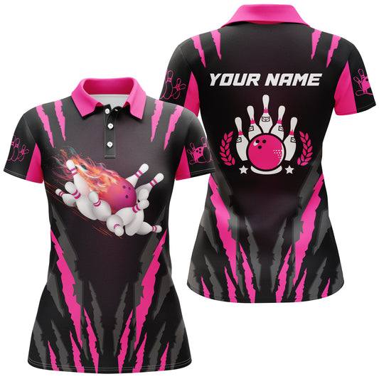 Custom bowling shirt for women – personalized team jersey front view
