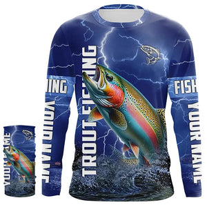 Rainbow trout Fishing blue lightning jerseys custom performance Long Sleeve tournament fishing shirts NQS6415