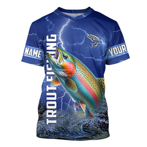 Rainbow trout Fishing blue lightning jerseys custom performance Long Sleeve tournament fishing shirts NQS6415