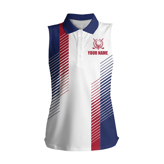 Red, white and blue golf shirt custom Women sleeveless polo shirt, sleeveless golf shirts for ladies NQS5507