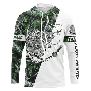 Crappie Fishing Green Camo fishing Tattoo Custom Name sun protection long sleeve fishing shirts for men NQS593