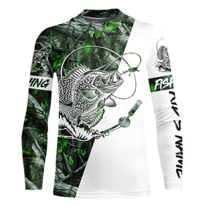 Crappie Fishing Green Camo fishing Tattoo Custom Name sun protection long sleeve fishing shirts for men NQS593