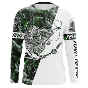 Crappie Fishing Green Camo fishing Tattoo Custom Name sun protection long sleeve fishing shirts for men NQS593