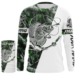 Crappie Fishing Green Camo fishing Tattoo Custom Name sun protection long sleeve fishing shirts for men NQS593