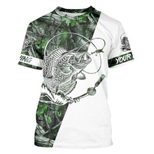 Load image into Gallery viewer, Crappie Fishing Green Camo fishing Tattoo Custom Name sun protection long sleeve fishing shirts for men NQS593