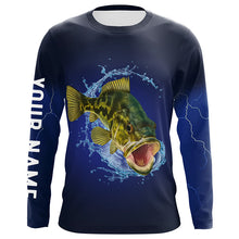 Load image into Gallery viewer, Walleye Fishing Blue lightning UV protection Customized Name long sleeve fishing shirt for men, women NQS300