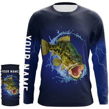 Load image into Gallery viewer, Walleye Fishing Blue lightning UV protection Customized Name long sleeve fishing shirt for men, women NQS300