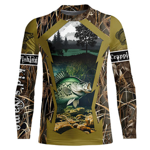 Crappie Fishing Camo Customize Name UV protection Long sleeve Fishing Shirts Personalized Gifts NQS503