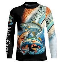 Load image into Gallery viewer, Inshore slam Redfish, snook, speckled trout fishing custom sun protection long sleeve fishing shirts NQS4195