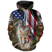 Load image into Gallery viewer, American Flag Coyote hunting predator camouflage Customize Name hunting clothes NQS1042