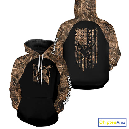 Duck hunting Waterfowl Camo American flag Custom 3D All Over Printed Shirts Personalized Hunting gift NQS2419