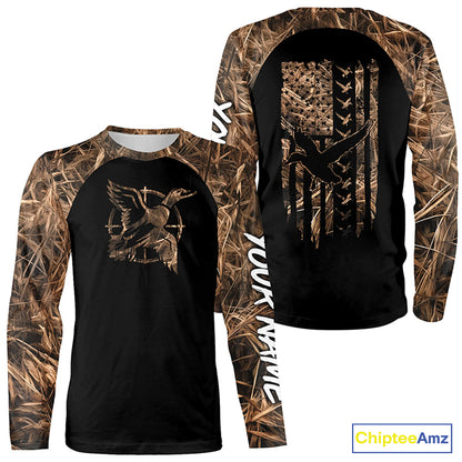 Duck hunting Waterfowl Camo American flag Custom 3D All Over Printed Shirts Personalized Hunting gift NQS2419