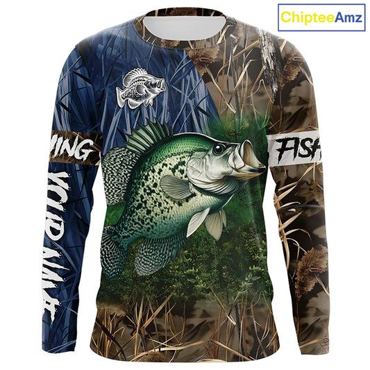 Crappie Fishing camo fishing team shirts, custom Performance Long Sleeve fishing shirts - NQS1260