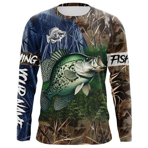 Crappie Fishing camo fishing team shirts, custom Performance Long Sleeve fishing shirts - NQS1260