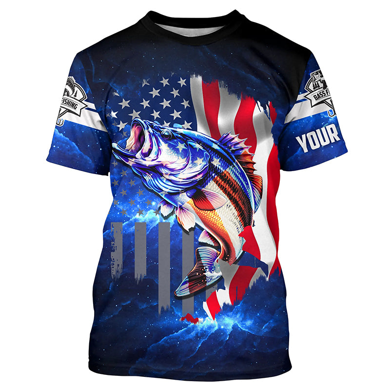 Bass Fishing 3D American Flag patriotic Customize Bass fishing jerseys - personalized fishing gift NQS387