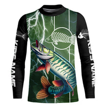 Load image into Gallery viewer, Musky Fishing Custom Long sleeve Fishing Shirts, Muskie green lightning reaper Fishing jerseys NQS3991