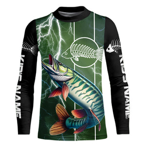 Musky Fishing Custom Long sleeve Fishing Shirts, Muskie green lightning reaper Fishing jerseys NQS3991