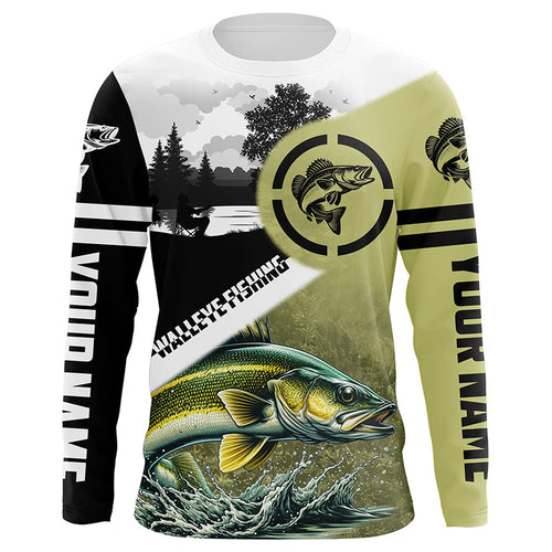 Walleye Fishing performance fishing shirt UV protection customized name long sleeves fishing apparel NQS1268