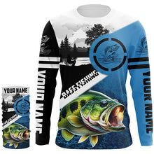 Load image into Gallery viewer, Largemouth Bass Fishing Blue performance fishing shirt custom name long sleeves NQS1269